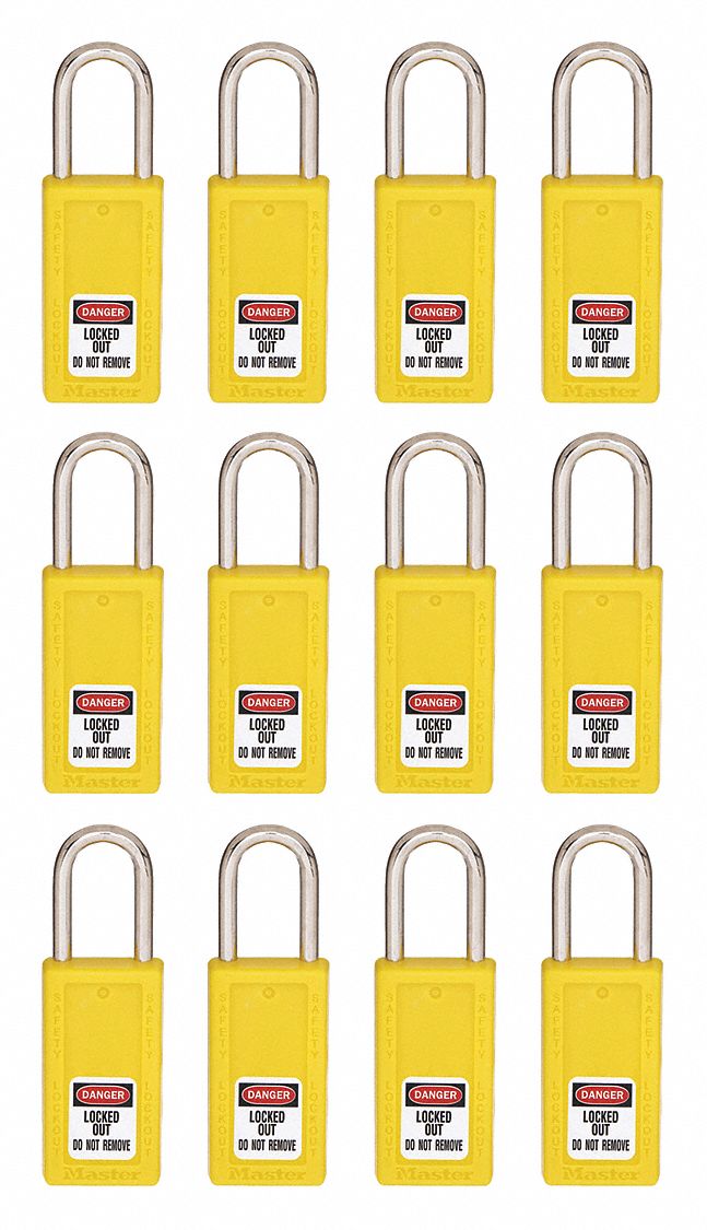 Lockout Padlock: Keyed Alike, Thermoplastic, Long Body Body Size, Hardened Steel, Std
