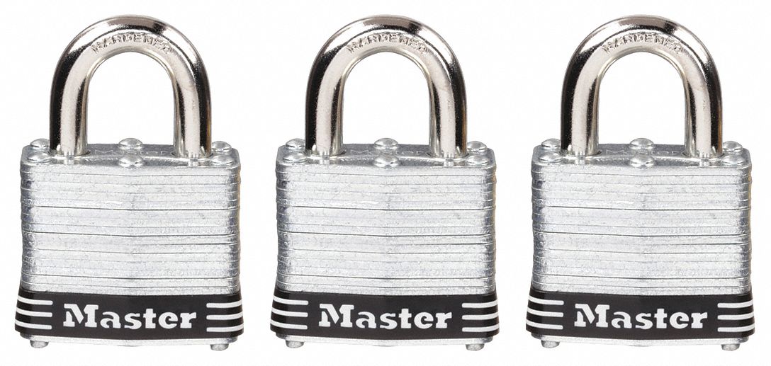 Lockout Padlock: Keyed Alike, Steel, Std Body Body Size, Steel, Std, Black, 3 Pack Size