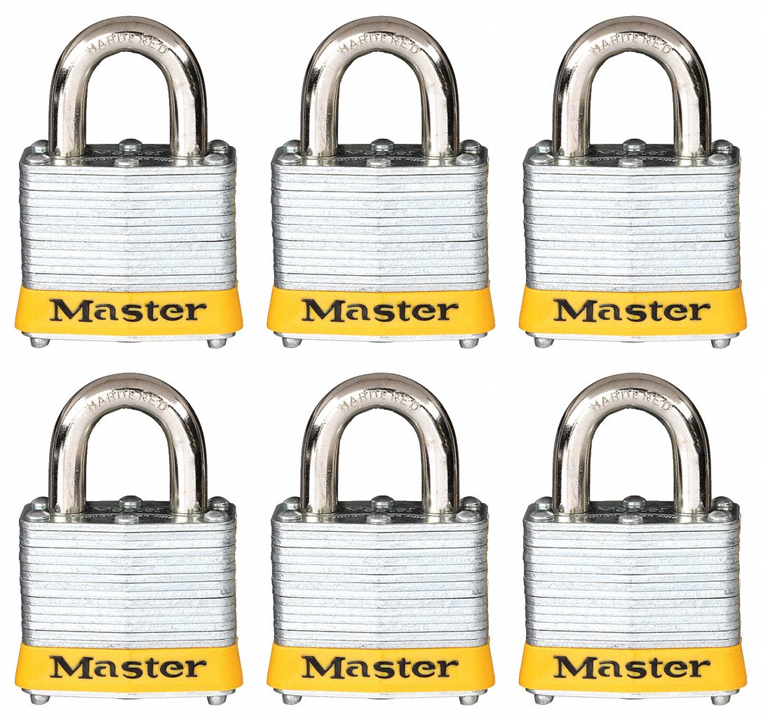 MASTER LOCK, Keyed Alike, Steel, Lockout Padlock 6MCH73KAS6YLW