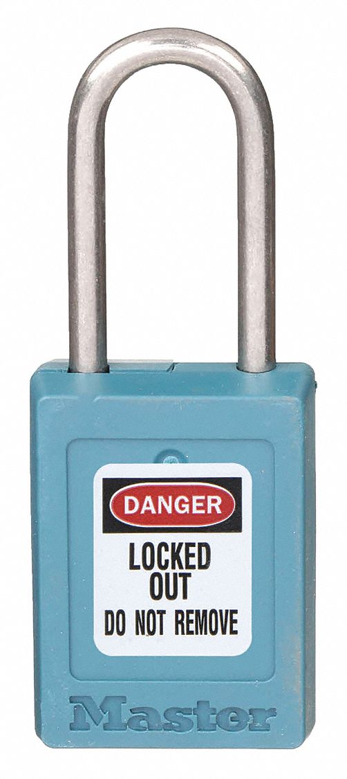 LOCKOUT PADLOCK, KEYED DIFFERENT, THERMOPLASTIC, COMPACT BODY, 1½ IN, STAINLESS STEEL, TEAL