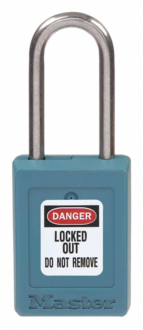 LOCKOUT PADLOCK, KEYED DIFFERENT, THERMOPLASTIC, COMPACT BODY, 1½ IN, STAINLESS STEEL, TEAL