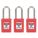 LOCKOUT PADLOCK, KEYED ALIKE, THERMOPLASTIC, COMPACT BODY, STAINLESS STEEL, RED, 3 PK