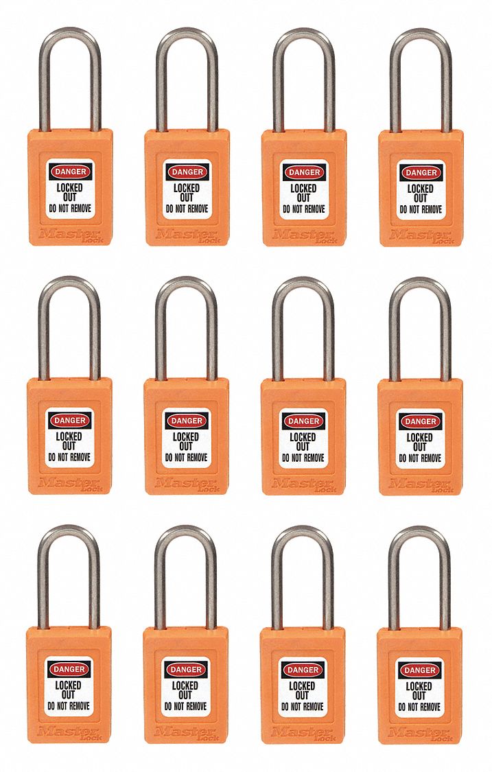 Lockout Padlock: Keyed Alike, Thermoplastic, Compact Body Body Size, Stainless Steel