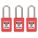 LOCKOUT PADLOCK, KEYED ALIKE, THERMOPLASTIC, COMPACT BODY, STAINLESS STEEL, RED, 3 PK