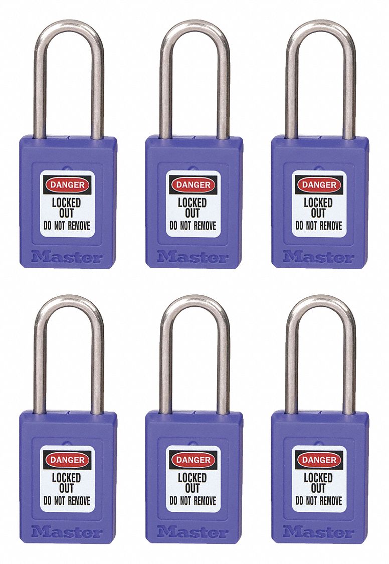 Lockout Padlock: Keyed Alike, Thermoplastic, Compact Body Body Size, Stainless Steel