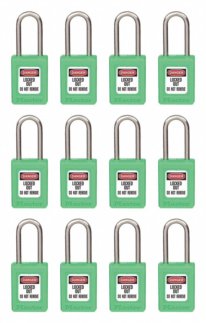 Lockout Padlock: Keyed Alike, Thermoplastic, Compact Body Body Size, Stainless Steel