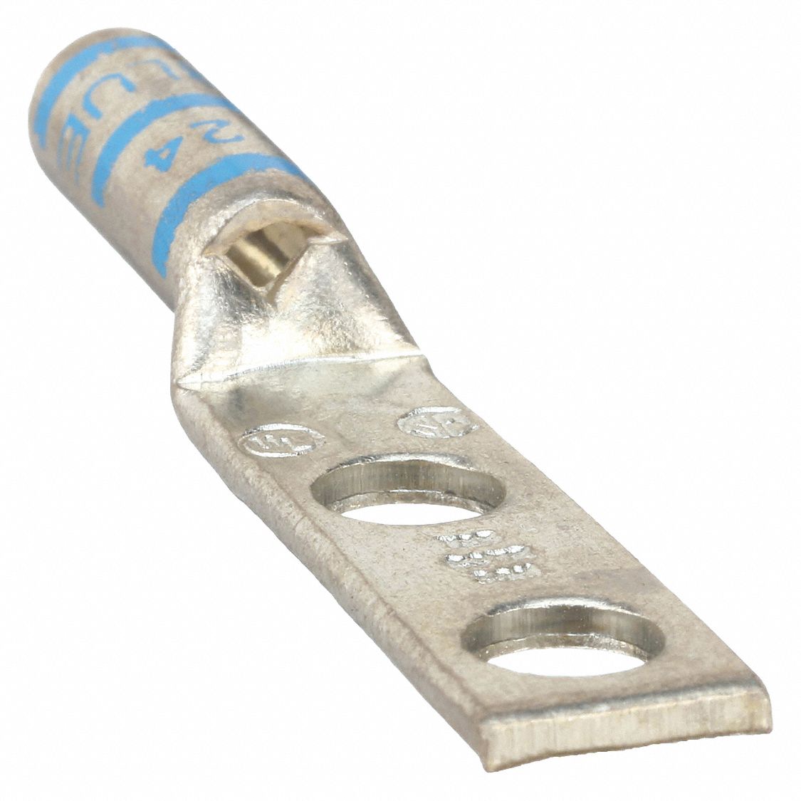 TWO-HOLE LUG COMPRESSION CONNECTOR, 6 AWG MAX WIRE SIZE, ¼ IN STUD SIZE, COLOUR-KEYED