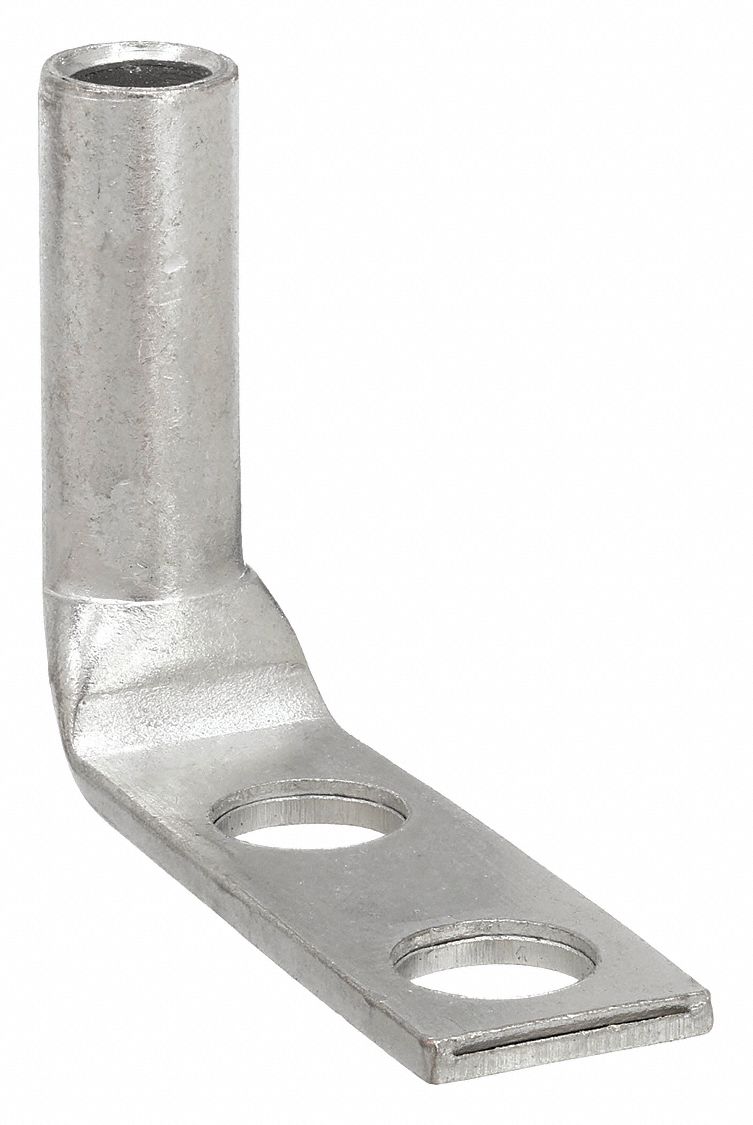 TWO-HOLE LUG COMPRESSION CONNECTOR, 6 AWG MAX WIRE SIZE, ¼ IN STUD SIZE, COLOUR-KEYED