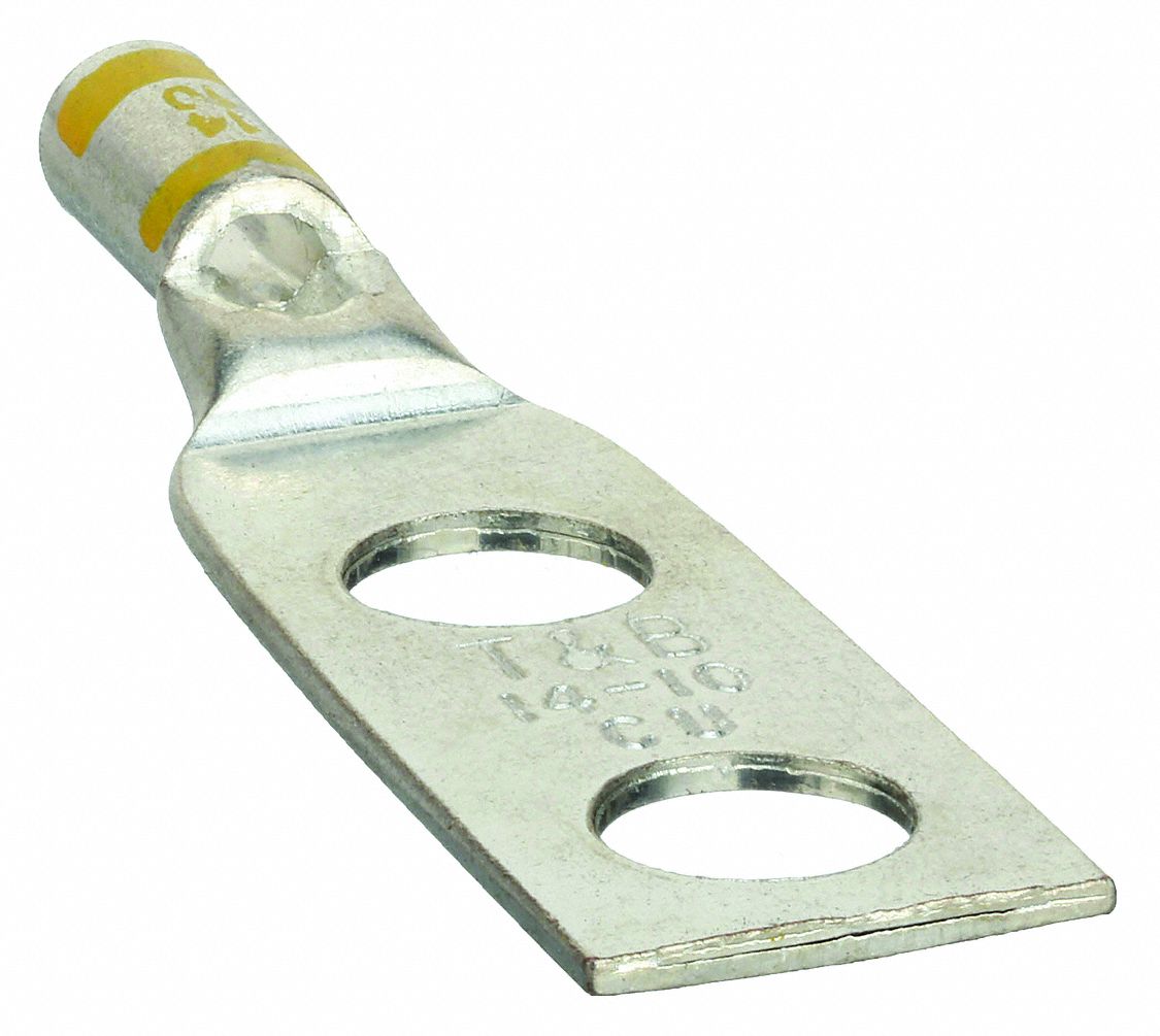 TWO-HOLE LUG COMPRESSION CONNECTOR, 10 AWG MAX WIRE SIZE