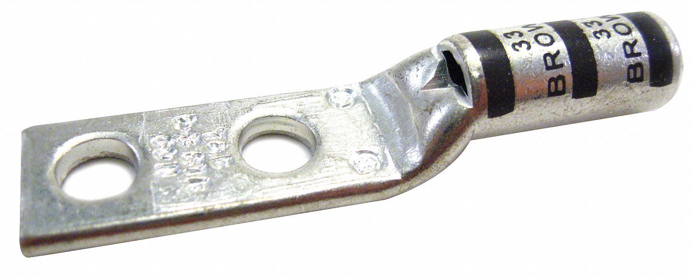 2 AWG Max Wire Size, 1/4 in Stud Size, Two-Hole Lug 2 AWG Max Wire Size, 1/4 in Stud Size, Two-Hole Lug