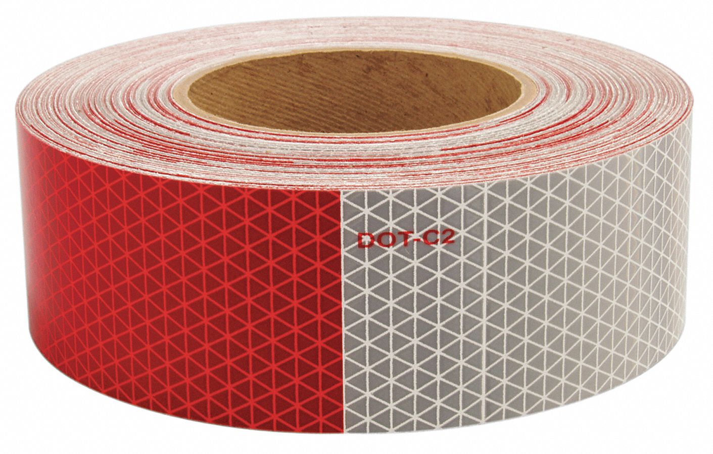 Reflective Tape: Construction/Emergency Vehicles/Trucks and Trailers, Red/White, 2 in Wd, 50 yd Lg
