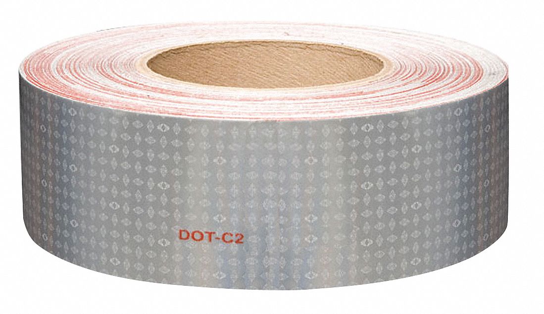 Reflective Tape: Construction/Emergency Vehicles/Trucks and Trailers, White, 2 in Wd, 50 yd Lg