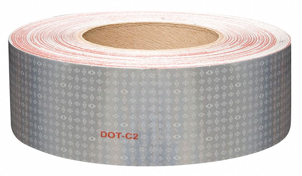 Reflective Tape: Construction/Emergency Vehicles/Trucks and Trailers, White, 2 in Wd, 50 yd Lg