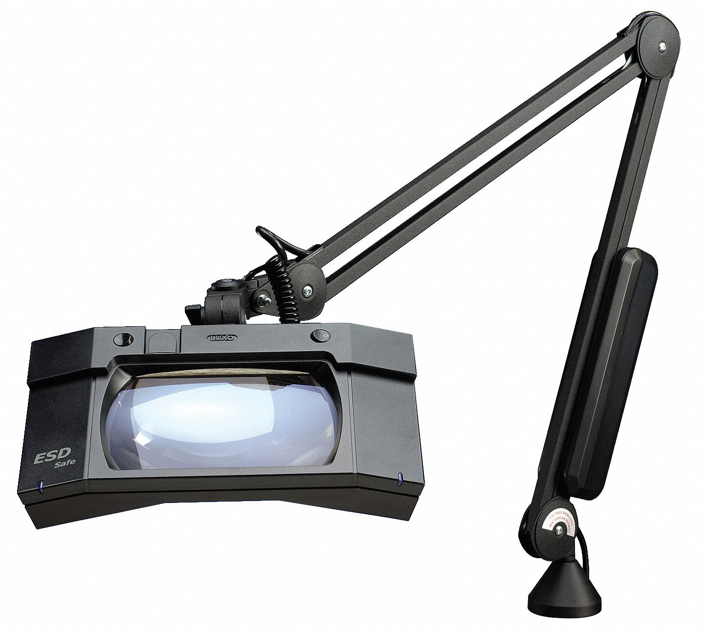 Rectangular Magnifier Light, 30 in Arm Length, 1.88x, Black Grainger