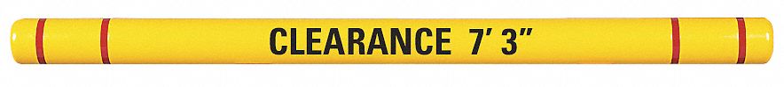 Clearance Bar with Custom Graphics Kit: 80 in Overall Lg, 5 in Outside Dia, Yellow, HDPE