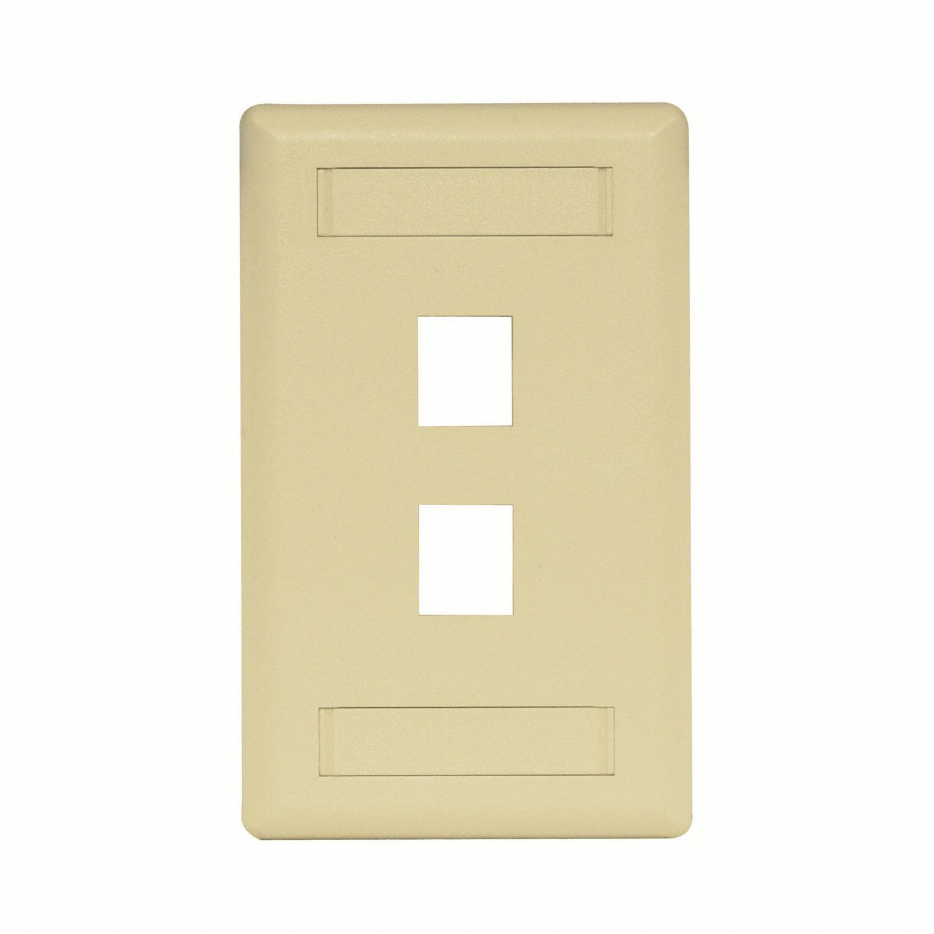 Wall Plate: Ivory, 2 Gang, 2 Port, Flat Module, Plastic, Vertical
