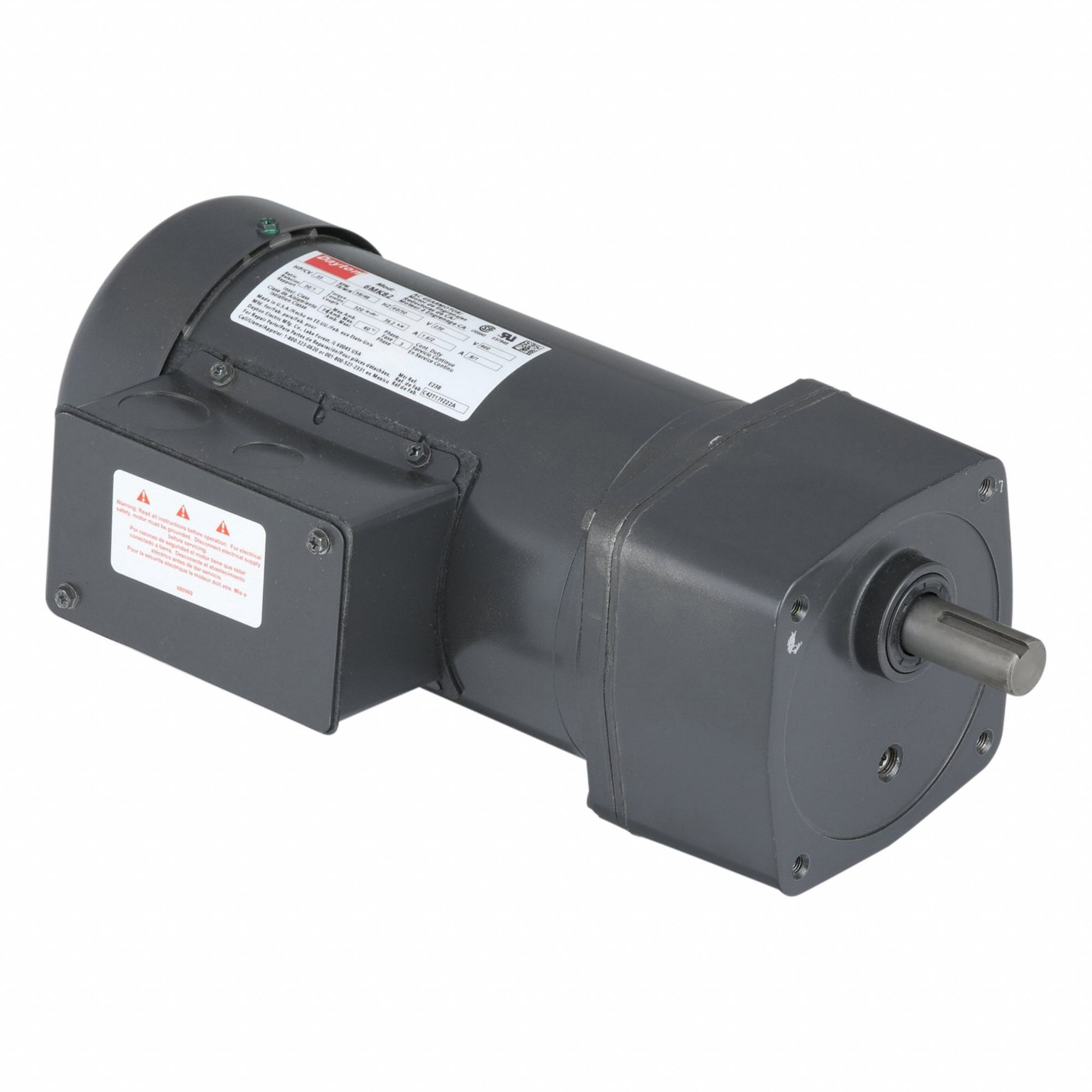 AC Gearmotor: Parallel, Single Output Shaft, 3-Phase, TEFC, 58 RPM, 320 in-lb Max Torque