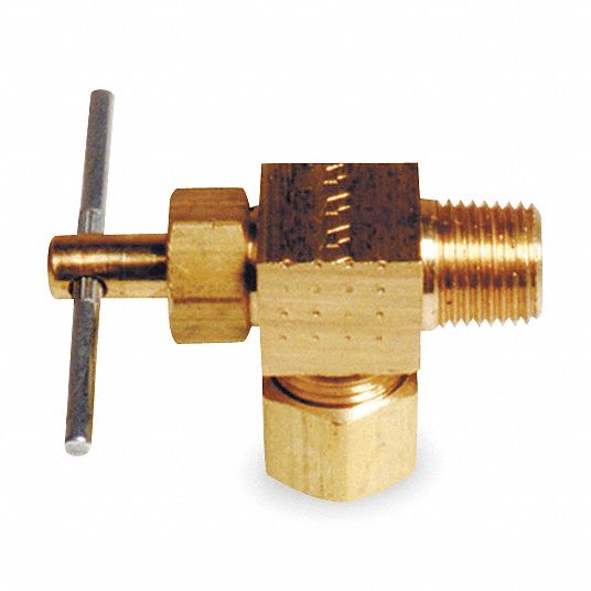 GRAINGER APPROVED Needle Valve, Angled, Brass, 1/8 x 1/4 In. - 6MM63 ...