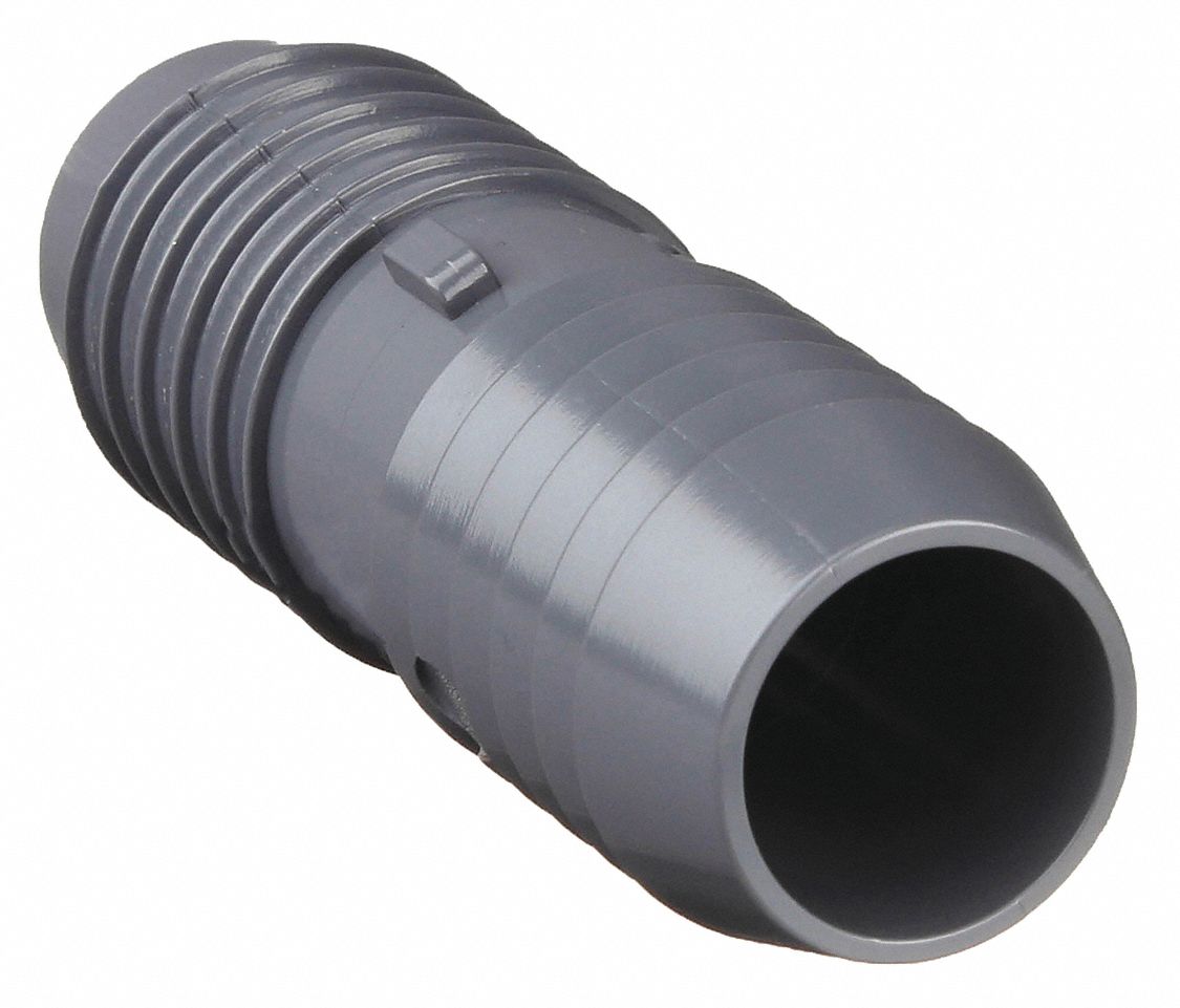 COUPLING: 1 IN X 1 IN FITTING PIPE SIZE, MALE INSERT X MALE INSERT, 200 PSI, GREY