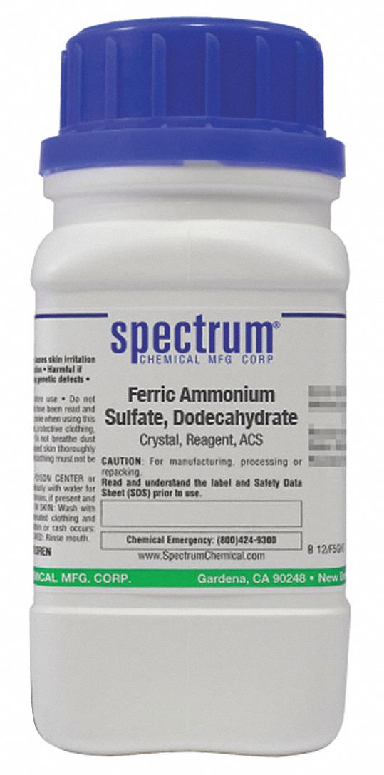 Ferric Ammonium Sulfate - Dodecahydrate: ACS, 125 g, 7783-83-7, Reagent, Powder, Bottle, Plastic, 1