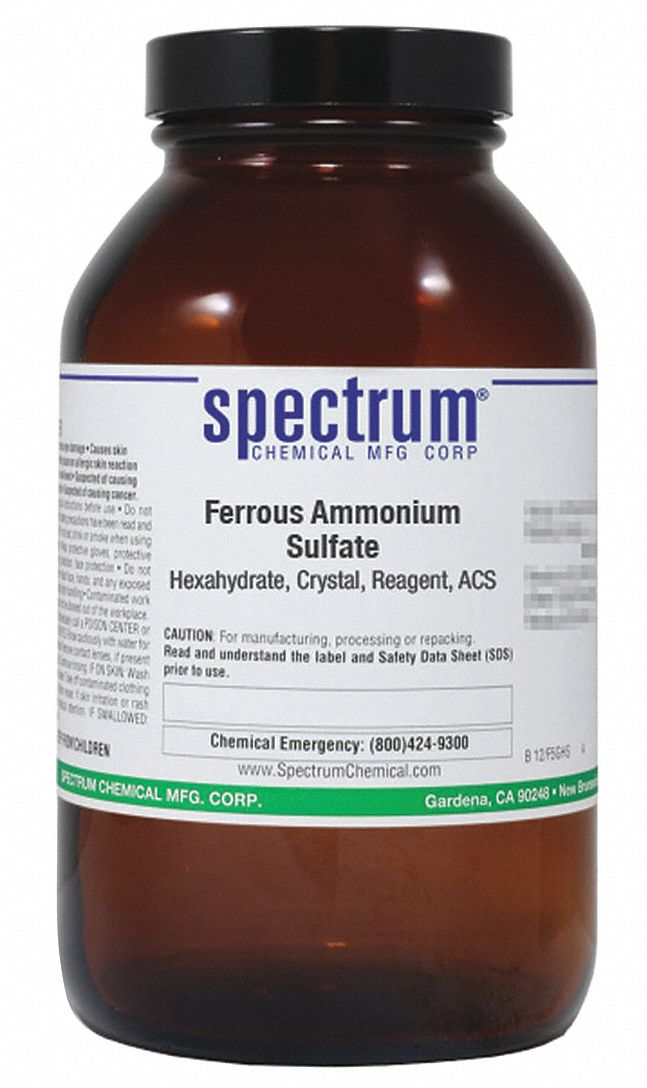Ferrous Ammonium Sulfate - Hexahydrate: ACS, 500 g, 7783-85-9, Inorganic, Powder, Bottle, 1