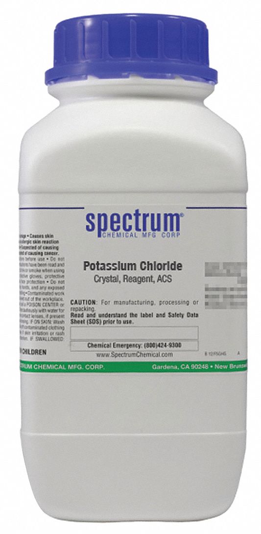 Potassium Chloride: ACS, 2.5 kg, 7447-40-7, Reagent, Powder, Bottle, Plastic, 24 mo Shelf Life, 1