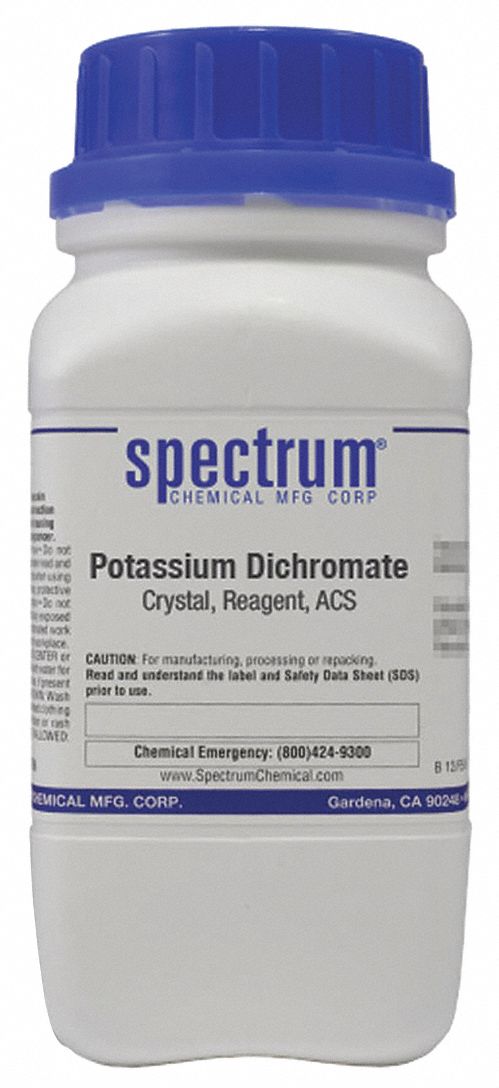 Potassium Dichromate: ACS, 500 g, 7778-50-9, Inorganic, Powder, Bottle, Plastic, 24 mo Shelf Life, 1