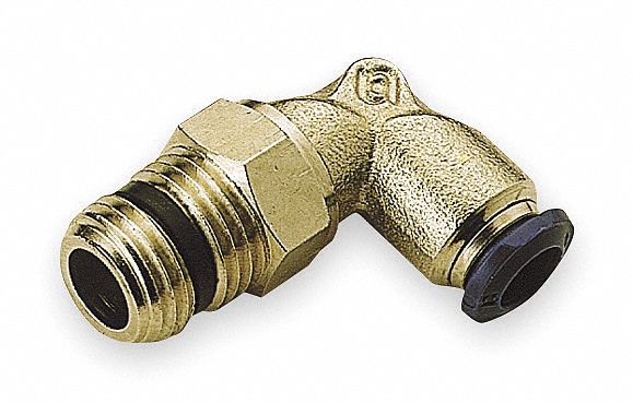 Push-Fit Elbow Fitting: 5/32 in OD x 1/8 in Pipe Size, Push-to-Connect x MNPT, 10 PK