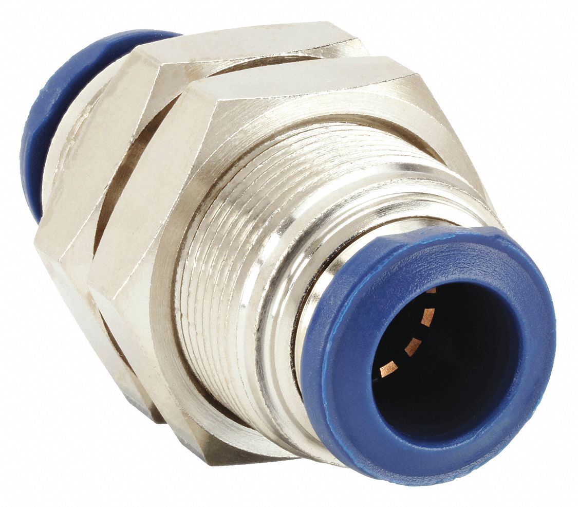 BULKHEAD UNION: NICKEL PLATED BRASS, PUSH-TO-CONNECT X PUSH-TO-CONNECT, 1 15/16 IN L, 10 PK