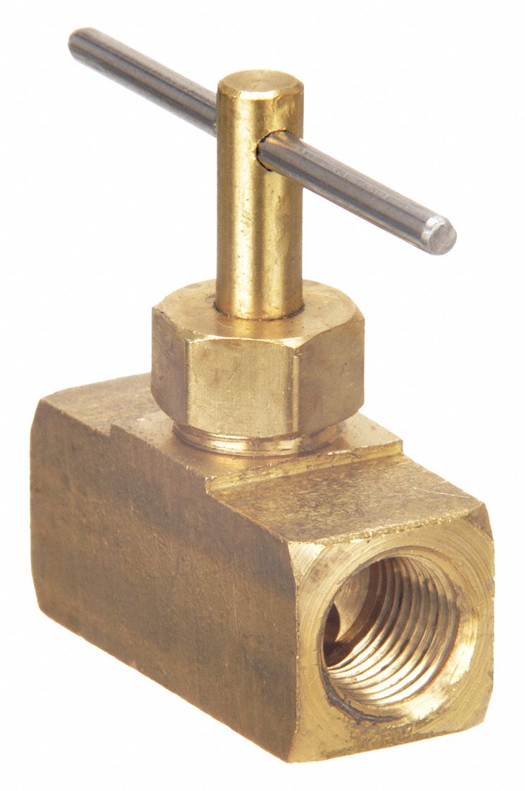Needle Valve: Inline Valve Body, Brass, 1/8 in Pipe Size, FNPT x FNPT, Female, NPT