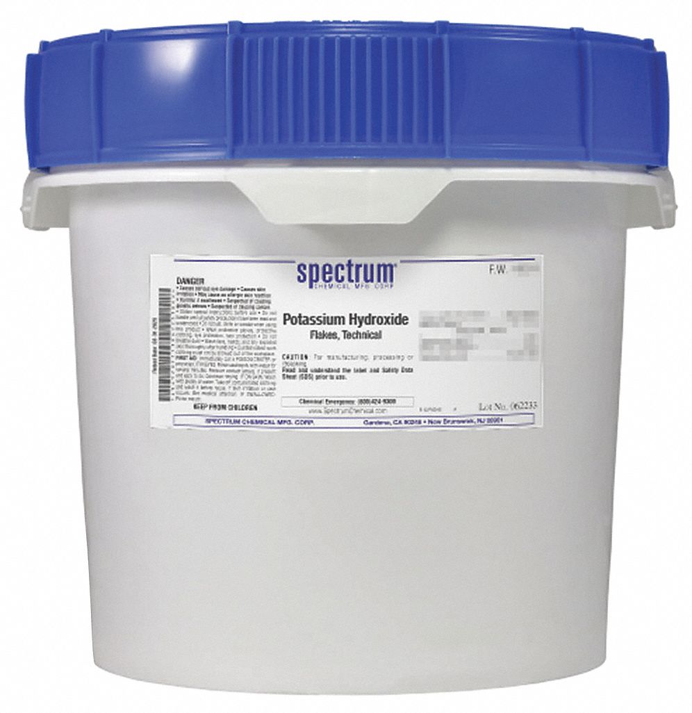 Potassium Hydroxide: Lab, 12 kg, 1310-58-3, Inorganic, Powder, Drum, Plastic, 24 mo Shelf Life, 1