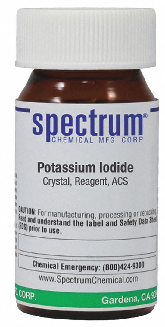 Potassium Iodide: ACS, 25 g, 7681-11-0, Inorganic, Powder, Bottle, Amber Glass, 24 mo Shelf Life, 1