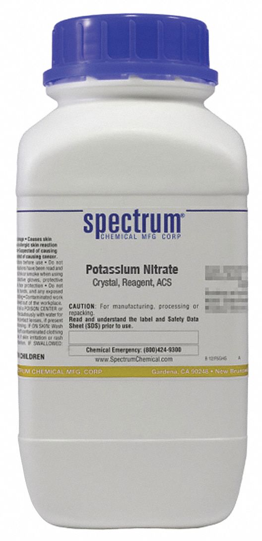 Potassium Nitrate: ACS, 2.5 kg, 7757-79-1, Reagent, Powder, Bottle, Plastic, 24 mo Shelf Life, 1