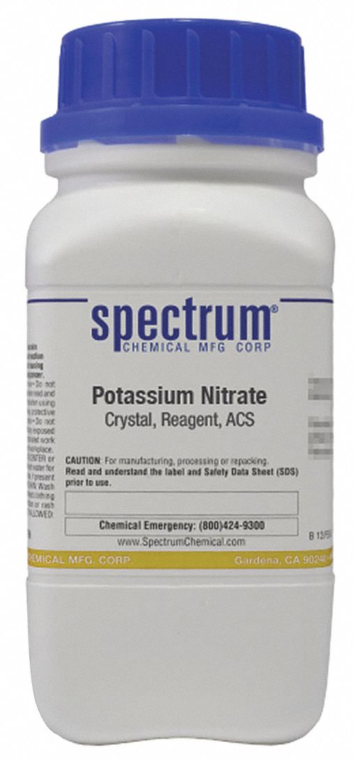 Potassium Nitrate: ACS, 500 g, 7757-79-1, Reagent, Powder, Bottle, Plastic, 1