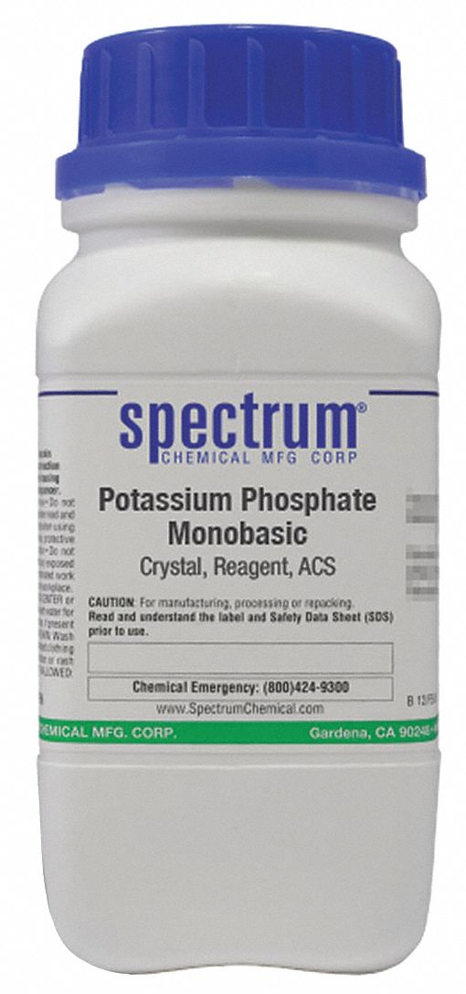 Potassium Phosphate - Monobasic: ACS, 500 g, 7778-77-0, Reagent, Powder, Bottle, Plastic, 1