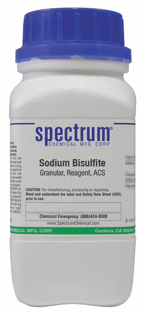 Sodium Bisulfite: ACS, 500 g, 7631-90-5, Reagent, Powder, Bottle, Plastic, 24 mo Shelf Life, 1