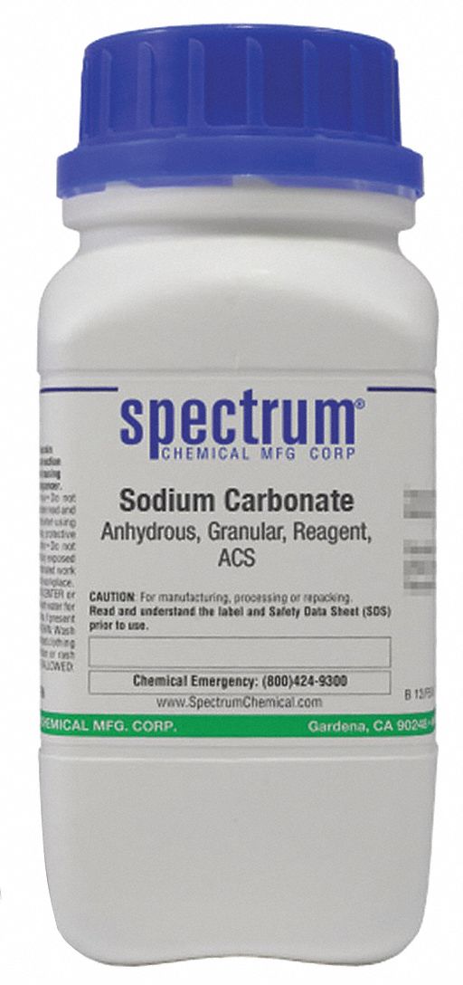 Sodium Carbonate - Anhydrous: ACS, 500 g, 497-19-8, Reagent, Powder, Bottle, Plastic, 1
