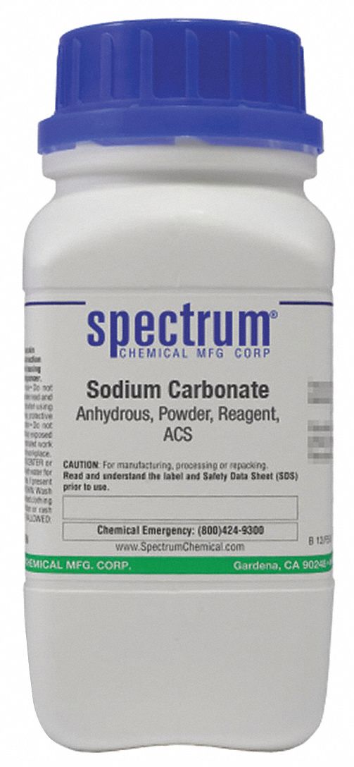 Sodium Carbonate - Anhydrous: ACS, 500 g, 497-19-8, Reagent, Powder, Bottle, Plastic, 1