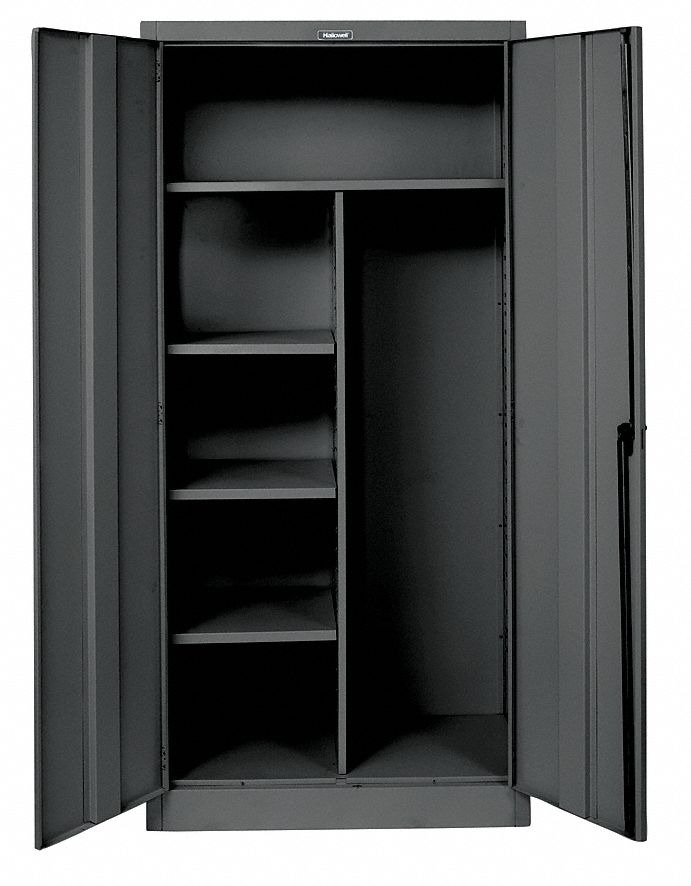 STORAGE CABINET, 36 IN X 18 IN X 78 IN, 4 SHELVES, SWING HANDLE/KEYED, 20 GA PANEL, ADJUSTABLE