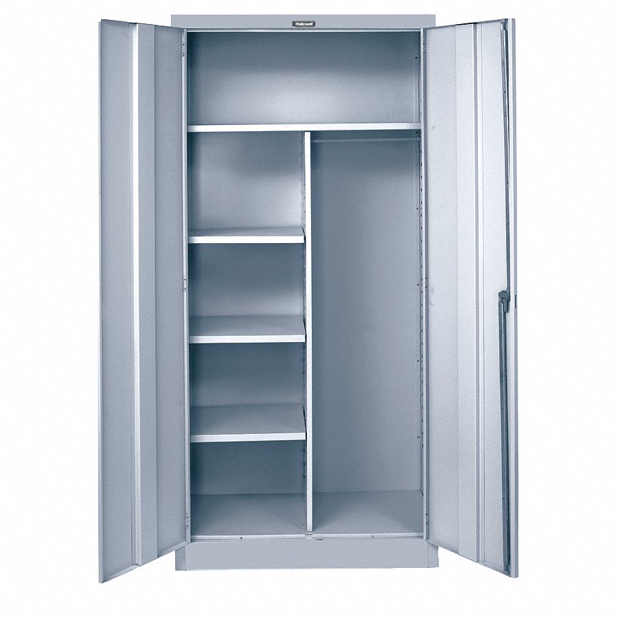 STORAGE CABINET, 36 IN X 18 IN X 78 IN, 4 SHELVES, SWING HANDLE/KEYED, 20 GA PANEL, ADJUSTABLE