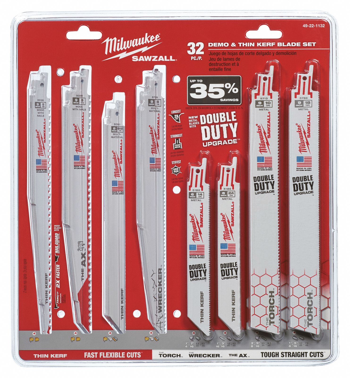 MILWAUKEE Hojas para Sierra Sable , Material Bi-Metal , Long. 6 , Dientes  por Pulgada 5 - Seguetas para Sierras Sable con Cable e Inalámbricas -  28A567