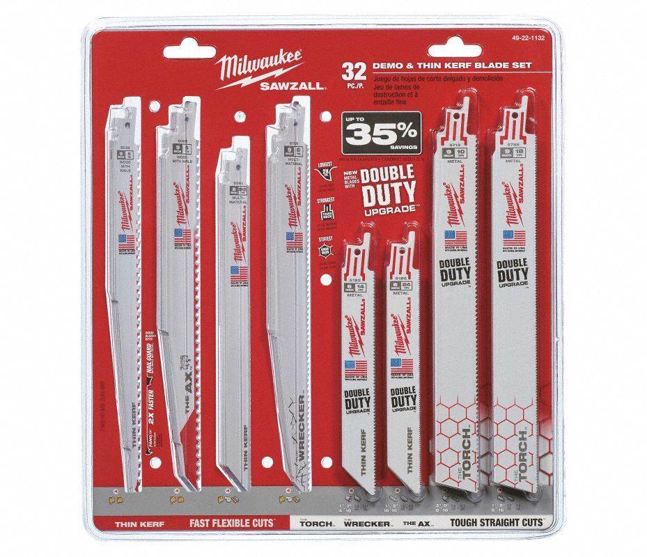 MILWAUKEE Seguetas para Sierra Sable, Uso General, 14, 24, 8/12, 10, 18 ...