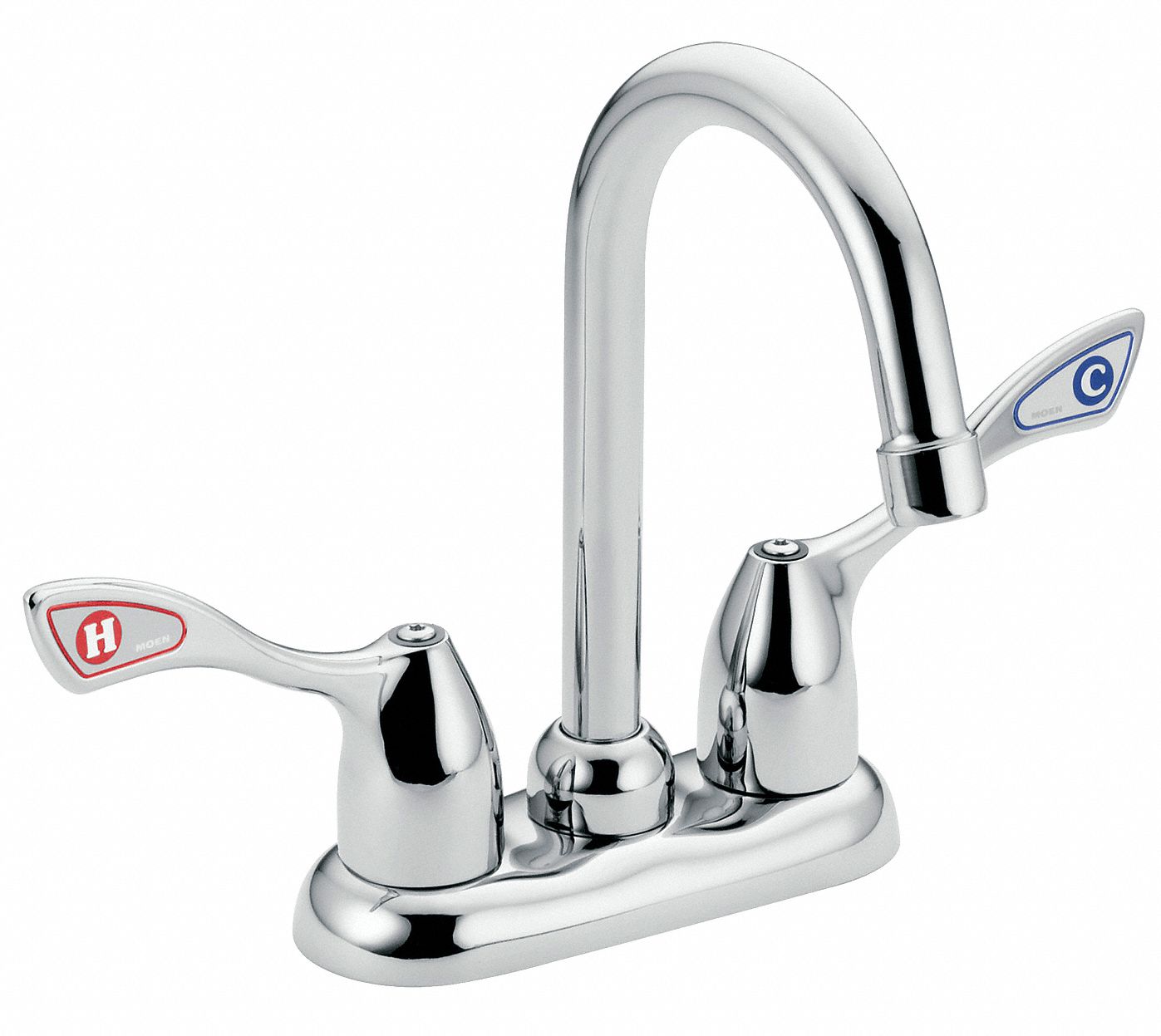 GOOSENECK BAR FAUCET: MOEN, M-BITION, CHROME FINISH, 1.2 GPM FLOW RATE, 4¾ IN SPOUT REACH