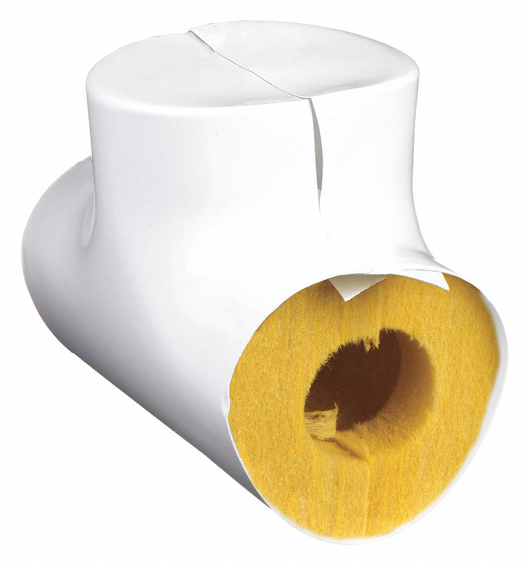 PIPE FITTING INSULATION: TEE, FIBERGLASS, SLIT, 1 IN THICK, 1 IN INSIDE DIAMETER