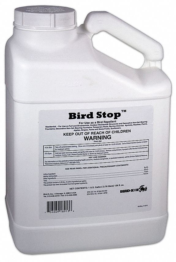 Bird Repellent: Crows/Ducks/Geese/Grackles/Other pest birds/Pigeons/Starlings, 1 gal Wt