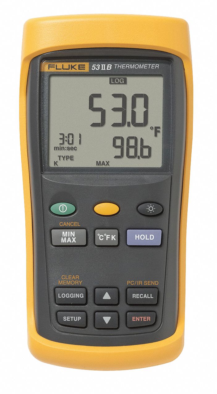 FLUKE Thermocouple Thermometer, Thermocouple, Includes NIST-Traceable ...