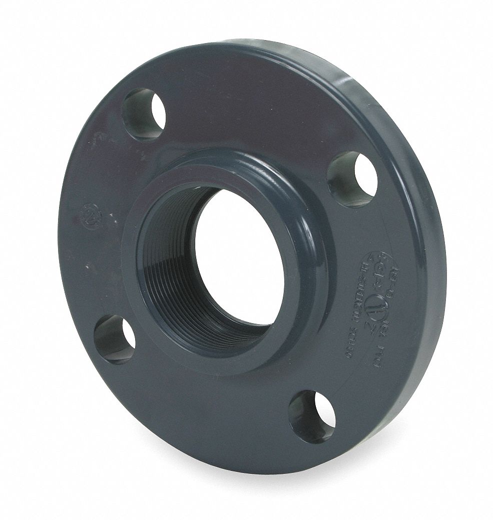Flange: 1/2 in Fitting Pipe Size, Schedule 80, Female NPT, 150 psi, Gray