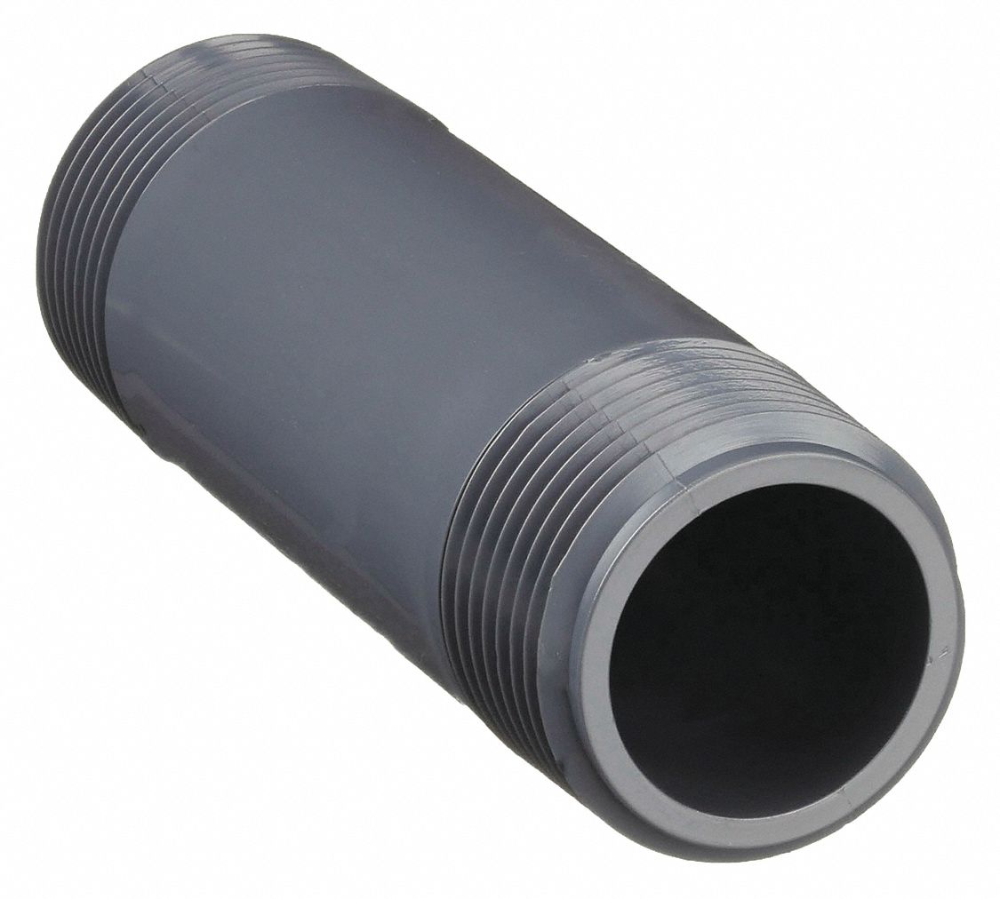 NIPPLE: PVC, 1¼ IN NOMINAL PIPE SIZE, 4 IN OVERALL LG, BOTH ENDS THREADED