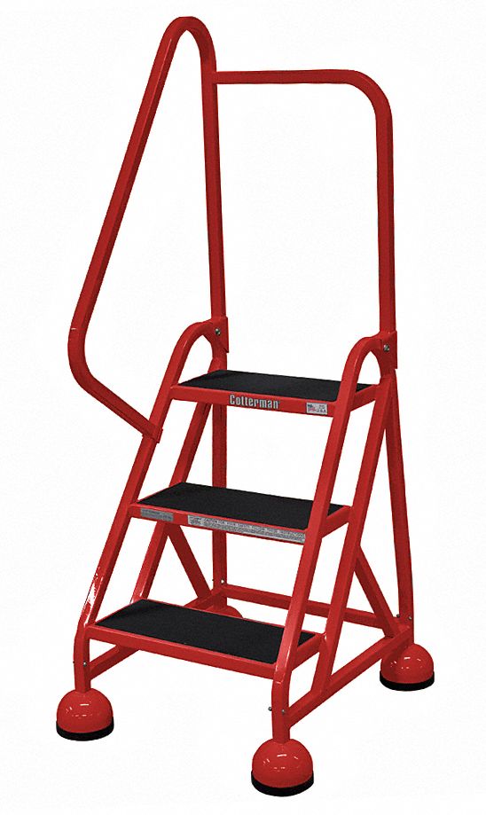 Rolling Ladder: 2.3 ft Platform Ht, Partially Assembled, Steel, Wt-Actuated Auto-Lock