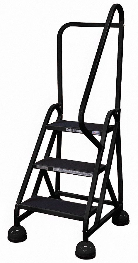 Rolling Ladder: 2.3 ft Platform Ht, Partially Assembled, Steel, Wt-Actuated Auto-Lock